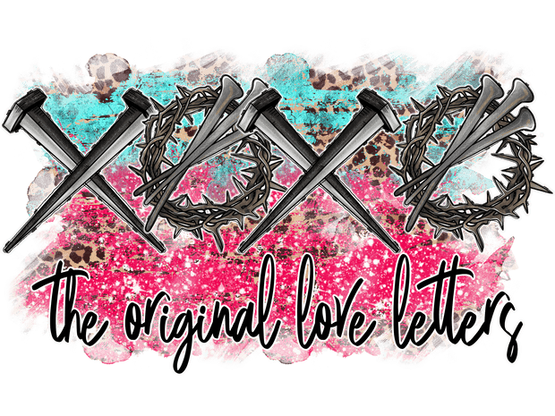 Original Love Letters Pink Glitter DTF (direct-to-film) Transfer