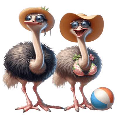 Ostrich Beach Goers DTF (direct-to-film) Transfer