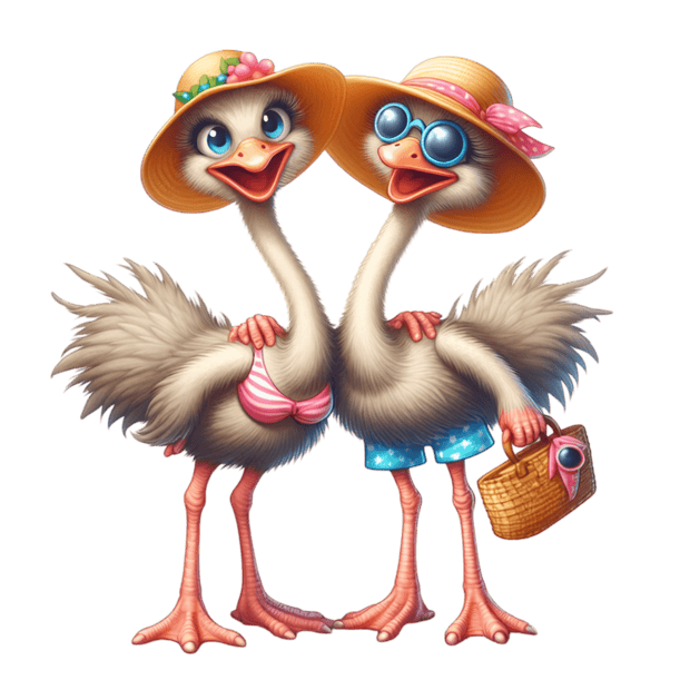 Ostrich Beach Pair DTF (direct-to-film) Transfer