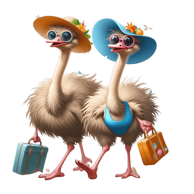 Ostrich Ladies with Bags DTF (direct-to-film) Transfer