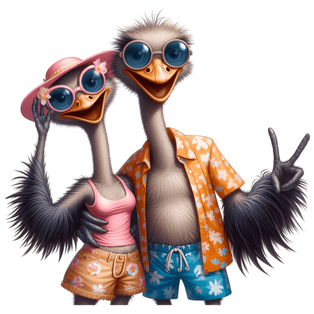 Ostrich Pair Peace DTF (direct-to-film) Transfer