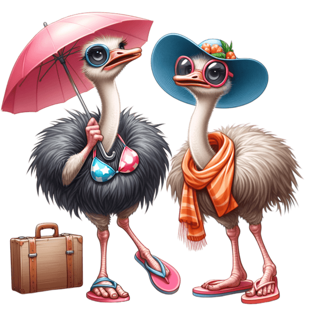 Ostrich in Flops DTF (direct-to-film) Transfer