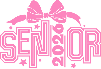 Outlined Pink Senior 2026 with a Bow DTF (direct-to-film) Transfer