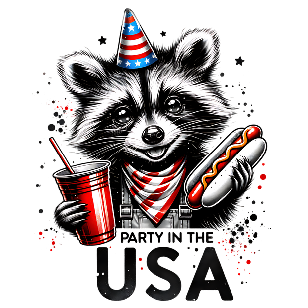 PARTY IN THE USA RACCOON DTF (direct-to-film) Transfer