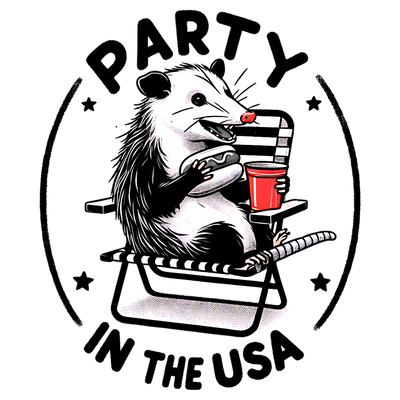 PARTY IN THE USE OPOSSUM BLACK DESIGN DTF (direct-to-film) Transfer