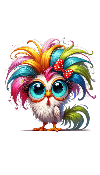 Pastel Colored Chicken Hair DTF (direct-to-film) Transfer