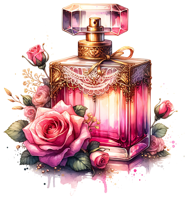 PINK PERFUME BOTTLE DTF (direct-to-film) Transfer