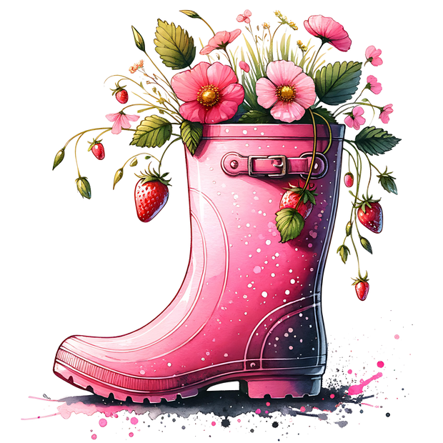 PINK RAINBOOT CLIPART DTF (direct-to-film) Transfer