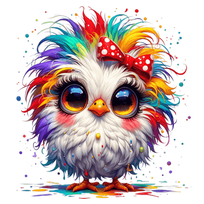 Paint Dots Fluffy Chicken DTF (direct-to-film) Transfer