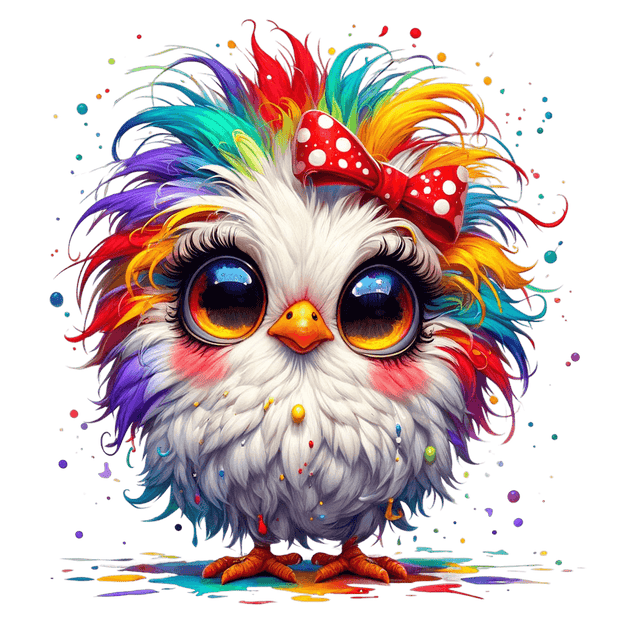 Paint Dots Fluffy Chicken DTF (direct-to-film) Transfer
