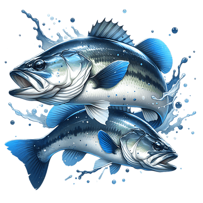 Pair of Blue Fish Color Drip DTF (direct-to-film) Transfer