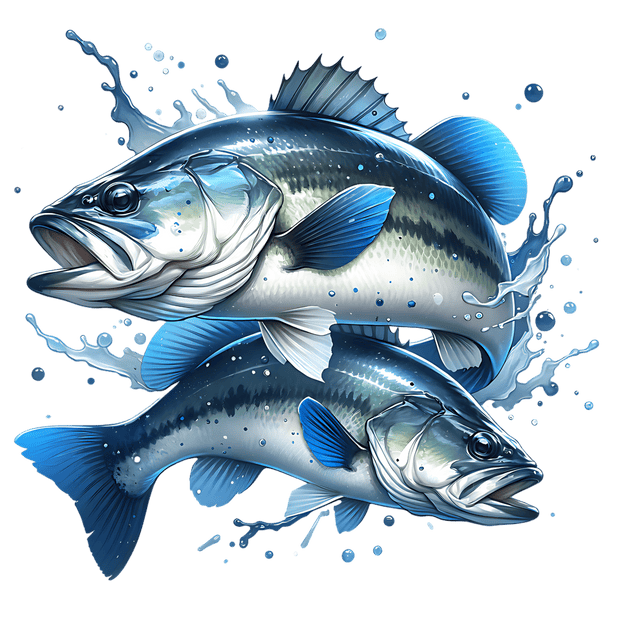 Pair of Blue Fish Color Drip DTF (direct-to-film) Transfer