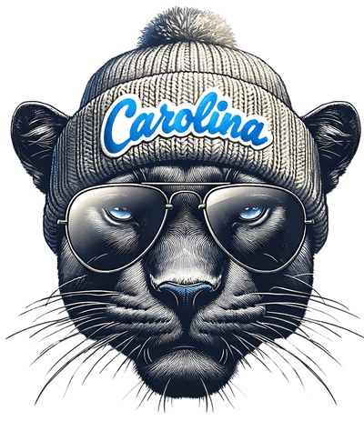 Panther in Carolina Beanie DTF (direct-to-film) Transfer