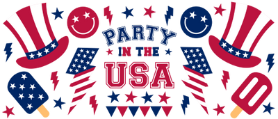 Party In the USA 16oz UV DTF Libby Wrap