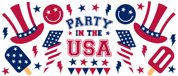 Party In the USA 16oz UV DTF Libby Wrap