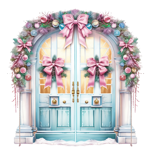 Pastel Double Doors With Floral Arch DTF (direct-to-film) Transfer