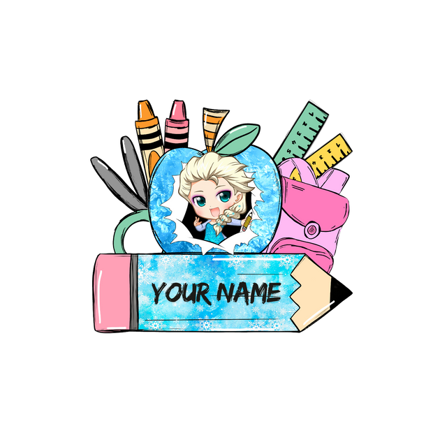 Personalize Blue Pencil DTF (direct-to-film) Transfer