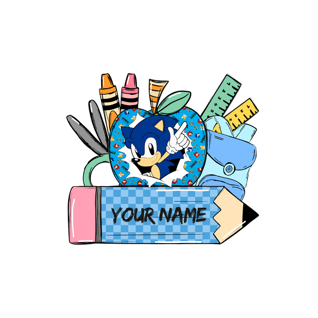 Personalize Pencil & Sonic DTF (direct-to-film) Transfer