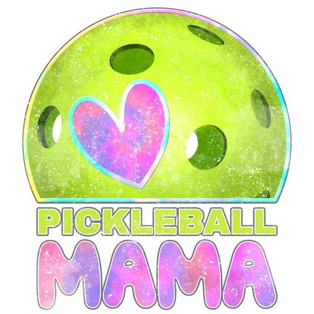 Pickleball Mama with a Heart Distressed DTF (direct-to-film) Transfer