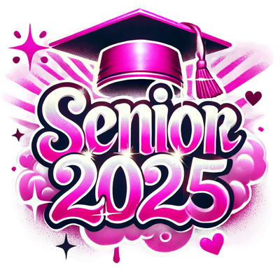 Pink Cap & Tassel Senior 2025 Airbrushed DTF (direct-to-film) Transfer