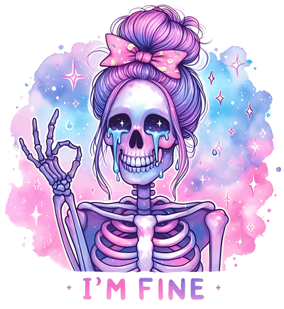 Pink Purple & Blue Skeleton Girl DTF (direct-to-film) Transfer