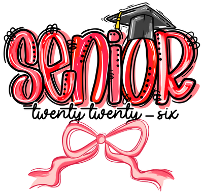 Pink Senior 2026 w/Bow DTF (direct-to-film) Transfer
