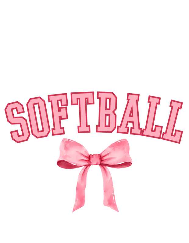 Pink Softball with Bow DTF (Direct to Film) Transfer