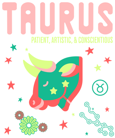 Pink Taurus With Stars DTF (direct-to-film) Transfer