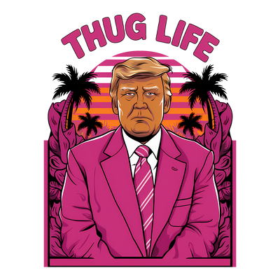 Pink Thug Life Striped Tie DTF (direct-to-film) Transfer