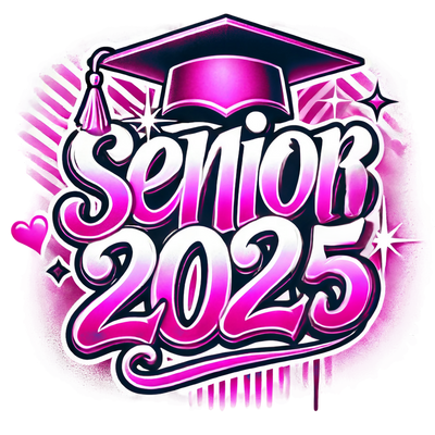 Pink & Purple Senior 2025 Airbrushed DTF (direct-to-film) Transfer