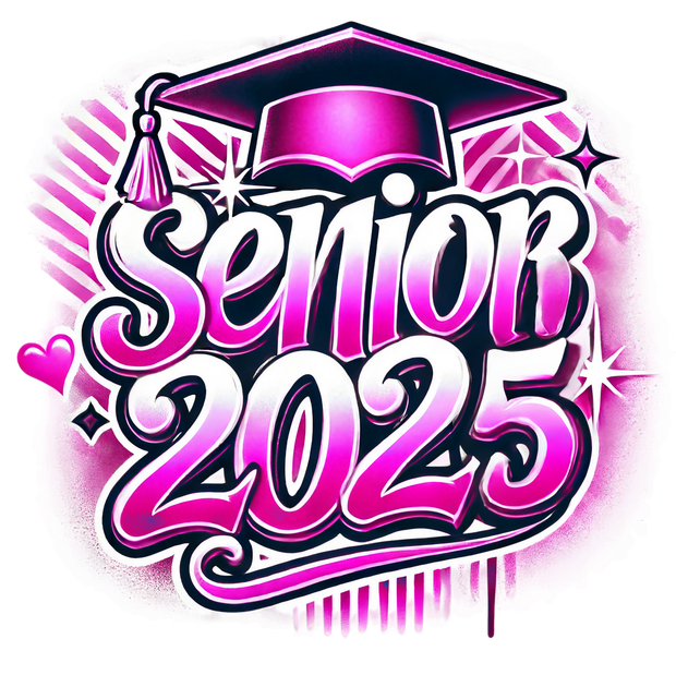 Pink & Purple Senior 2025 Airbrushed DTF (direct-to-film) Transfer