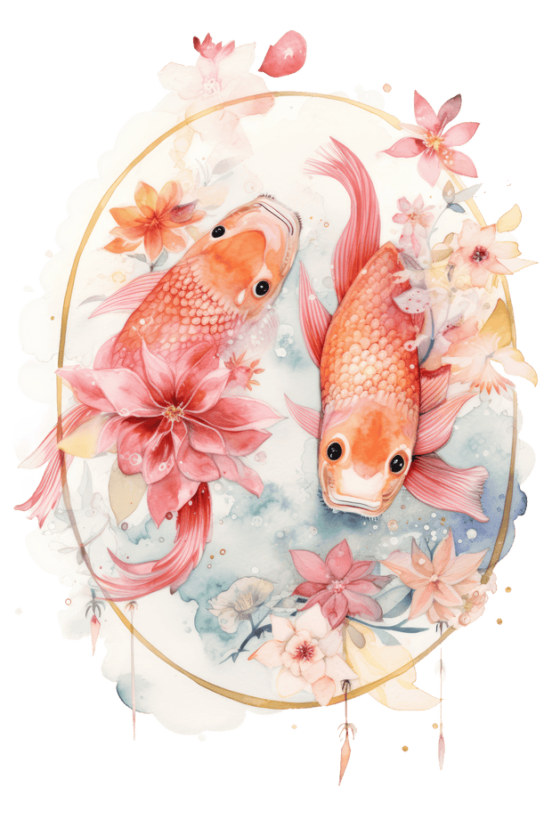 Pisces Coral Fish in Circle DTF (direct-to-film) Transfer