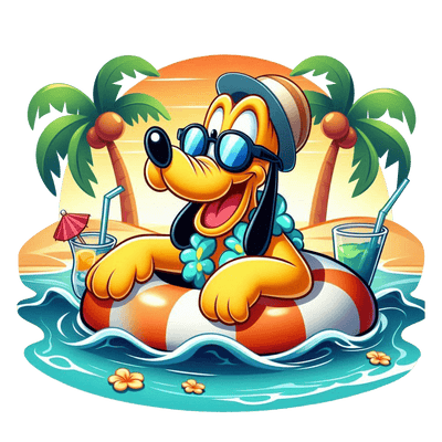 Pluto in Shades on the Beach DTF (direct-to-film) Transfer