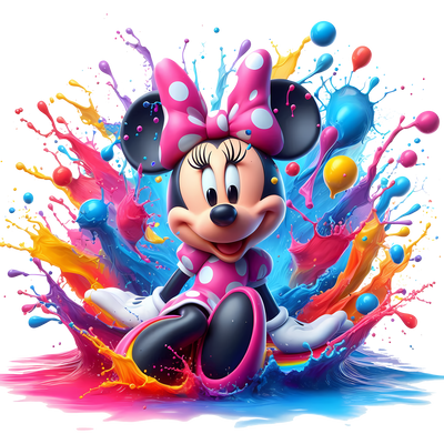 Posing Minnie in Pink Color Drip DTF (direct-to-film) Transfer