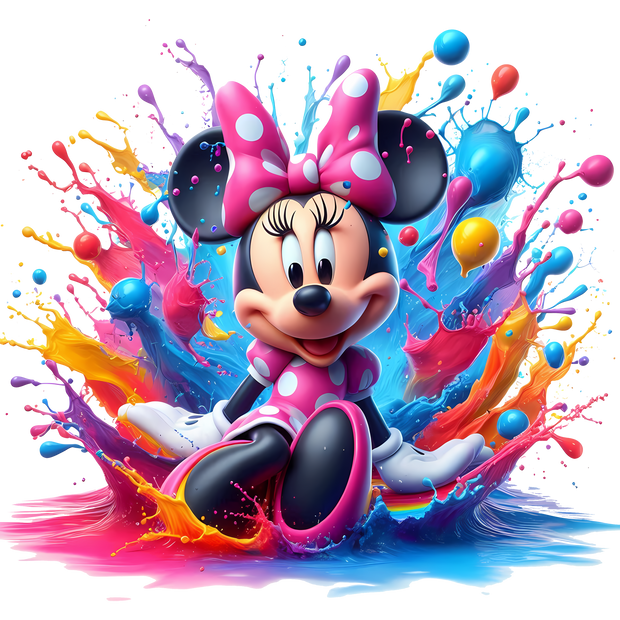 Posing Minnie in Pink Color Drip DTF (direct-to-film) Transfer