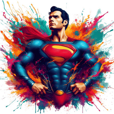 Posing Superman Color Drip DTF (direct-to-film) Transfer