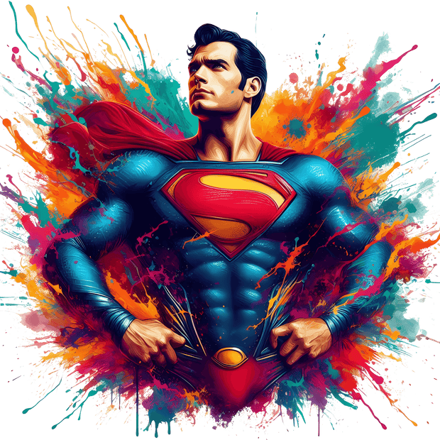 Posing Superman Color Drip DTF (direct-to-film) Transfer