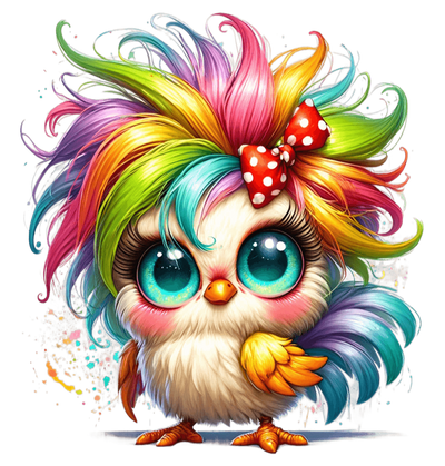 Pretty Little Chicken With Cute Bow DTF (direct-to-film) Transfer