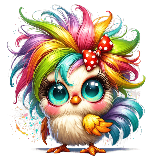 Pretty Little Chicken With Cute Bow DTF (direct-to-film) Transfer