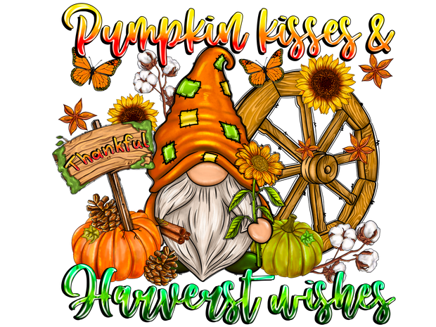 Pumpkin Kisses Harvest Wishes DTF (direct-to-film) Transfer