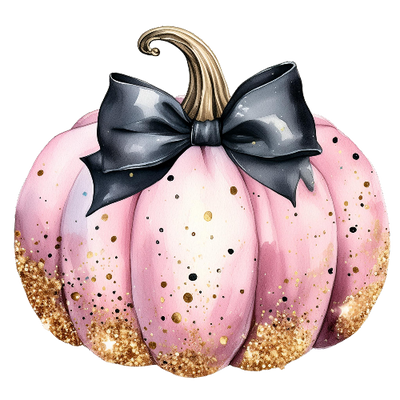 Pumpkin Pink With Gold 1 Halloween DTF (direct-to-film) Transfer