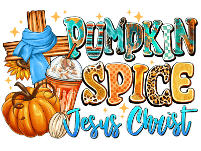Pumpkin Spice Jesus Christ Cross & Sunflower DTF (direct-to-film) Transfer