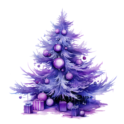 Purple Christmas Tree and Gifts DTF (direct-to-film) Transfer