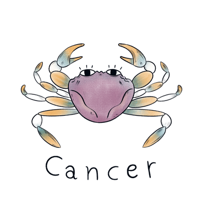 Purple ClipArt Zodiac Crab Cancer DTF (direct-to-film) Transfer