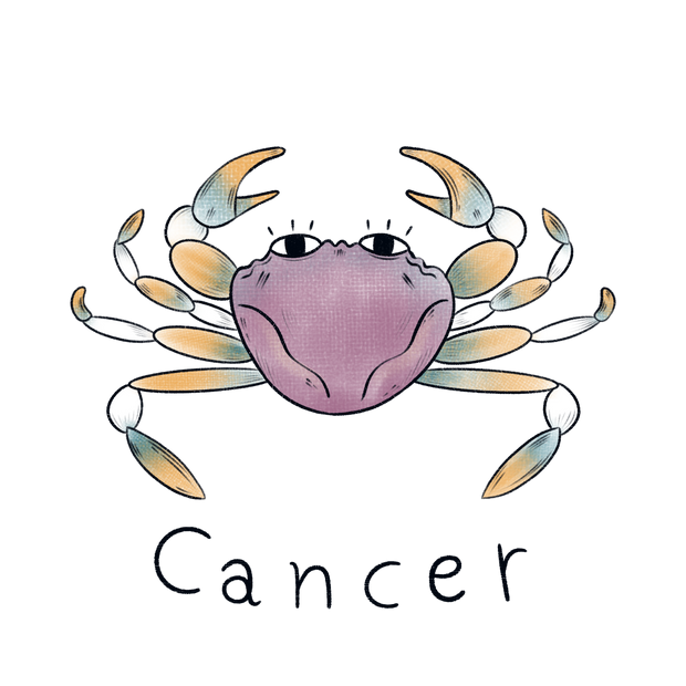 Purple ClipArt Zodiac Crab Cancer DTF (direct-to-film) Transfer