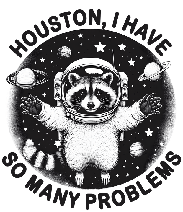 Raccoon in Space So Many Problems DTF (direct-to-film) Transfer