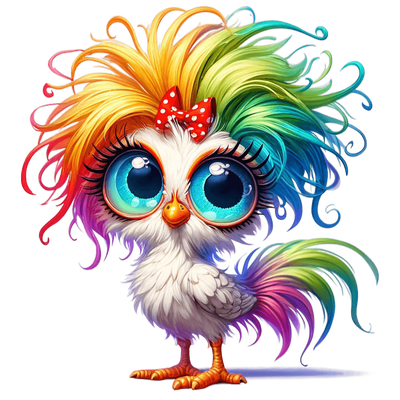 Rainbow Chicken With Colorful Tail DTF (direct-to-film) Transfer