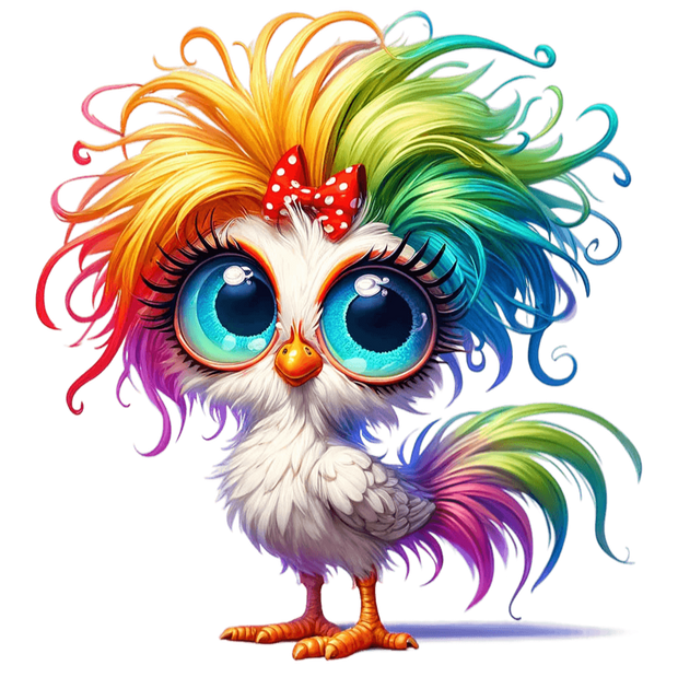 Rainbow Chicken With Colorful Tail DTF (direct-to-film) Transfer