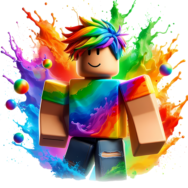 Rainbow Hair Roblox Color Drip DTF (direct-to-film) Transfer
