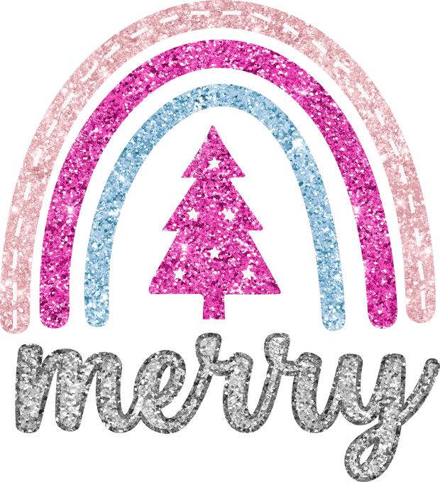 Rainbow & Christmas Tree Merry DTF (direct-to-film) Transfer